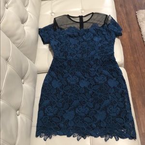 Blue Lace with Black Veil Dress size M